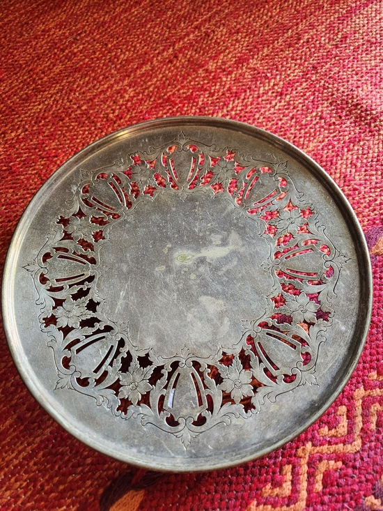 Sheffield Other - Decorative Round Pierced Silver-Plate Tray